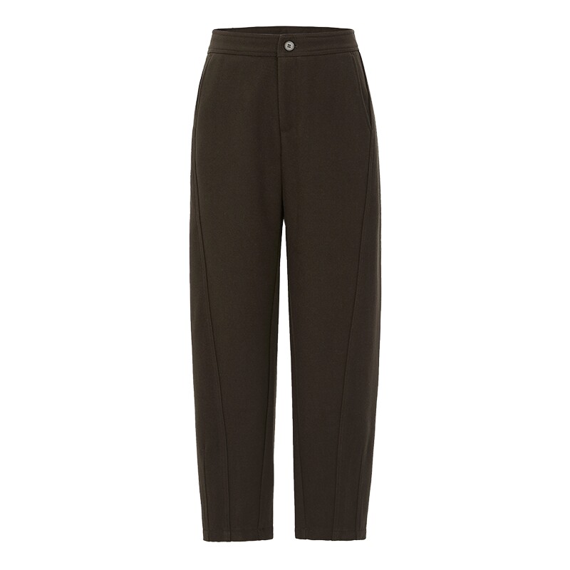 马天奴2025秋冬新款咖色高腰直筒显瘦休闲裤子时尚百搭通勤职场女