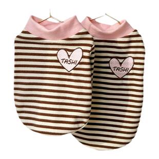 秋冬季小狗狗条纹打底衫美拉德系德绒保暖比熊泰迪猫衣服宠物背心