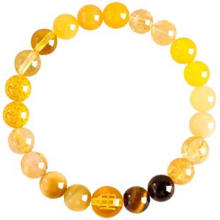 五行手链补缺水木火土金天然水晶黄虎眼招财多宝好运平安手串礼物