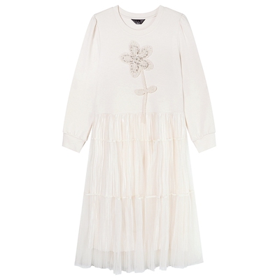 白鹿语温柔甜美网纱拼接连衣裙