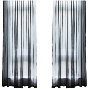 月珑纱黑色纱帘薄纱窗帘遮光隔断遮挡帘隔热防晒黑沙黑纱沙帘窗纱