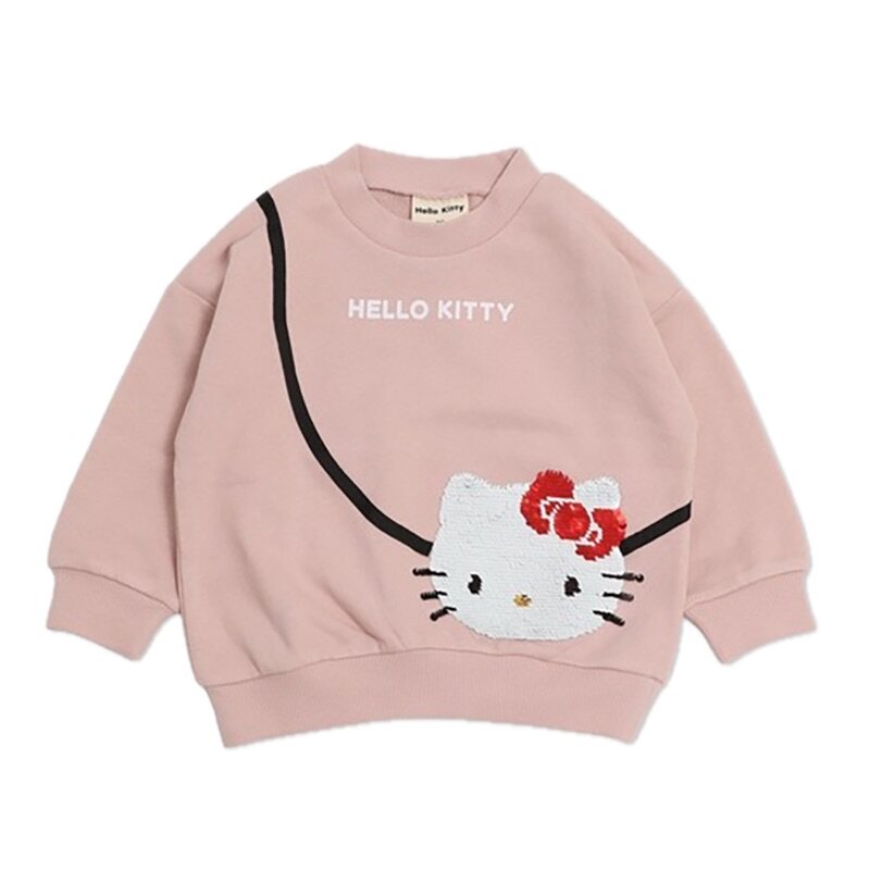 日本凯蒂猫 hello kitty 2025秋女童立体蝴蝶结亮片变色圆领卫衣