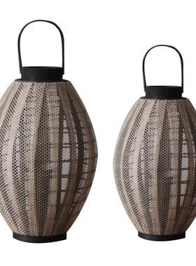 复古大号落地风灯烛台木质灯笼样板房庭院酒店餐厅民宿装饰品摆件