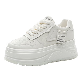 小个子真皮内增高小白鞋女松糕厚底系带低帮单鞋显瘦小码32 33 34