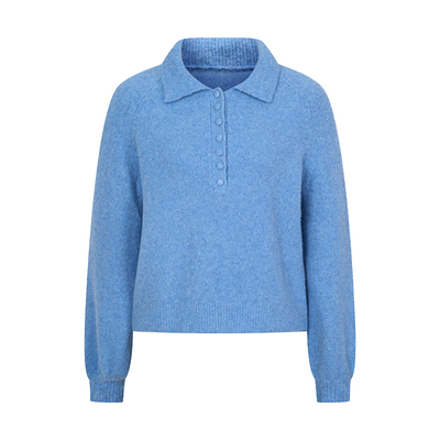 HeyDress法式羊毛拉毛针织衫女秋冬翻领宽松慵懒毛衣加厚羊毛衫