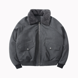 ALLIN 可拆卸毛领皮衣羽绒服男冬季情侣加厚保暖翻领机车夹克外套