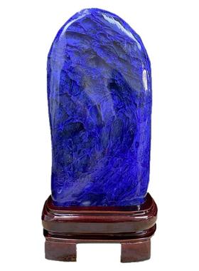 天然蓝水晶摆件招财原石打磨