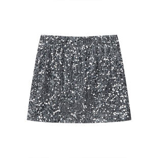 大象和长颈鹿 优雅时光 闪耀一刻弹力丝绒亮片半裙 长短款 310105