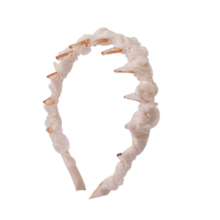 白色珍珠齿梳发箍女高颅顶日常外戴带齿头箍小众千金风发卡发饰