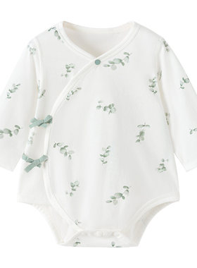 babylove新生儿包屁衣夏季款纯棉婴儿三角哈衣宝宝爬服叶展蓝桉