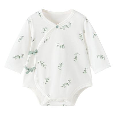 babylove新生儿包屁衣夏季款纯棉婴儿三角哈衣宝宝爬服叶展蓝桉