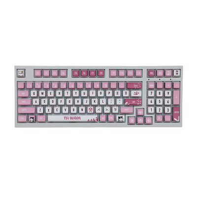 粉白办公码字好心情键盘蓝牙有线