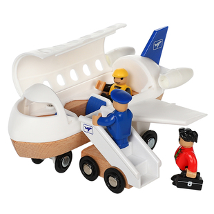 木质火车轨道散装配件仿真房子桥山洞隧道车库飞机场模型拼装玩具