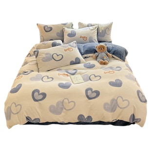 冬季双面牛奶珊瑚绒被套单件150x200x230单独加绒法兰绒床单被罩