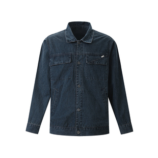 UNAps美式复古vintage法工蓝做旧法式工装夹克男女宽松翻领外套潮