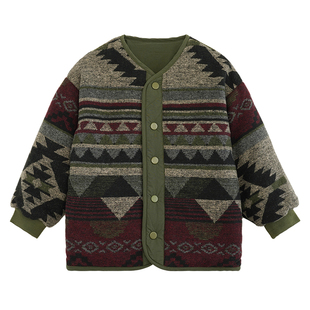 砚台家童装森系女童外套2025冬装儿童棉袄双面穿棉夹克女宝宝棉服