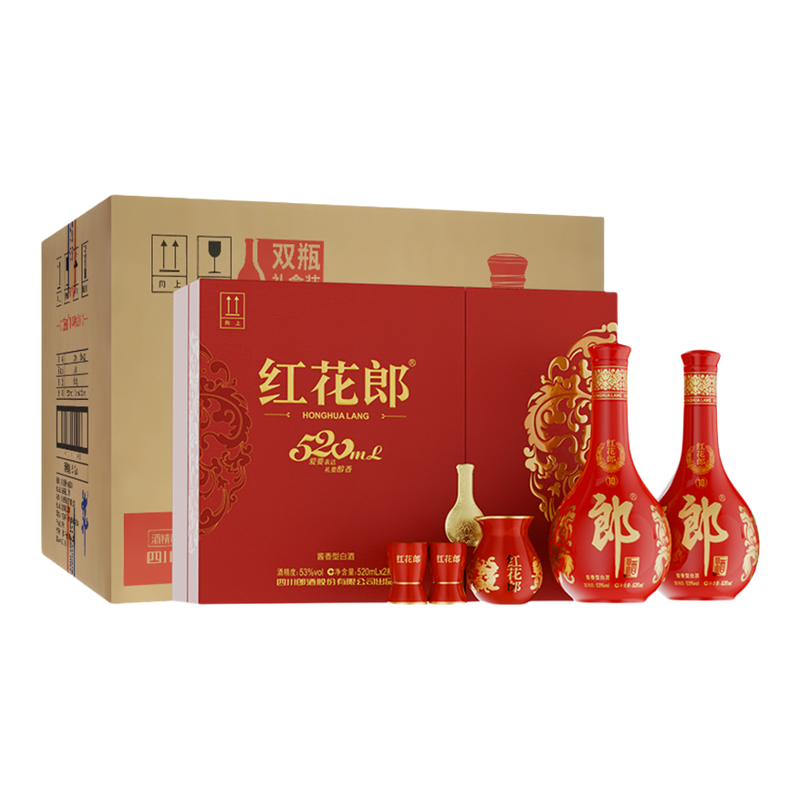 郎酒红花郎520礼盒53度整箱4盒