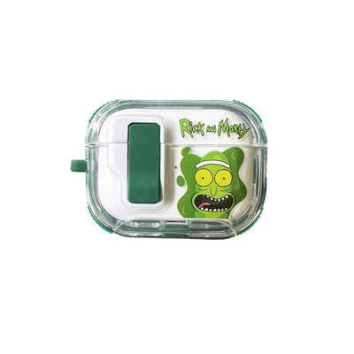 瑞克和莫蒂【手机支架】自动弹盖锁扣式Airpodspro3代保护套腌黄瓜软硅胶适用苹果AirPods4耳机壳2二三四男