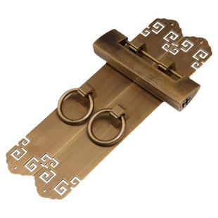 中式民宿仿古把手挂锁书柜门直条老式纯铜拉手花格门衣柜横开铜锁