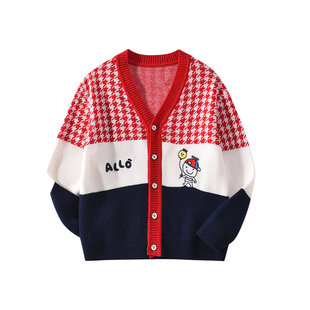 【商场同款】阿路和如男小童毛衣春款红色儿童装宝宝2025针织开衫