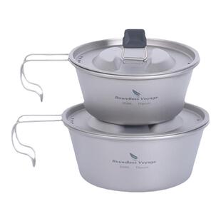 必唯纯钛雪拉杯户外餐具多功能雪拉碗露营饭碗钛碗折叠炒锅露营碗