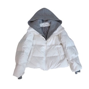 欧货CICICOCO猫头鹰拼针织帽90白鹅绒短款羽绒服 欧洲站松弛外套