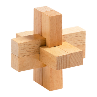 六根 鲁班锁榉木儿童成人智力玩具入门地狱级难度全套礼盒孔明锁