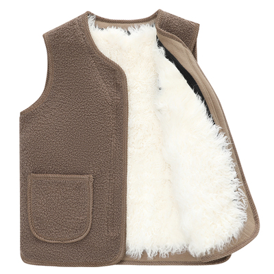 羊毛马甲男士皮毛一体中老年女冬