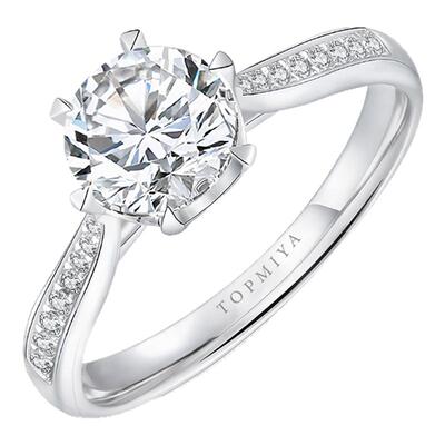 TopMiya培育钻石六爪边镶求婚戒