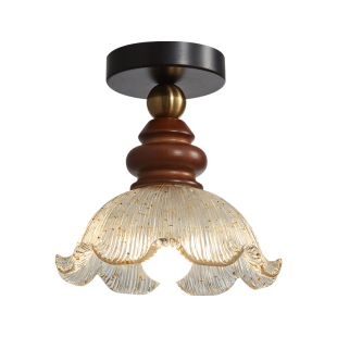 法式高级感过道灯走廊中古风创意花瓣吸顶灯复古入户玄关小型阳台