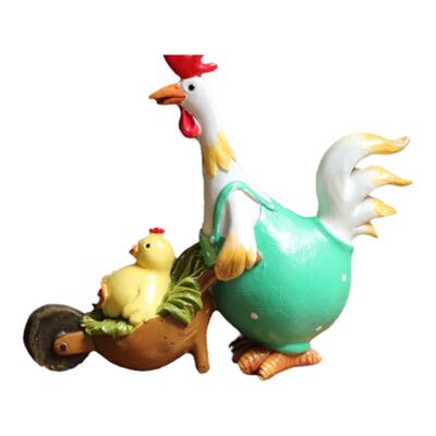 蓝色小鸡树脂礼物庭院摆件