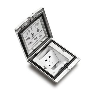 legrand罗格朗银面不锈钢高等级防水地插IP55地脚插座隐藏式阳台