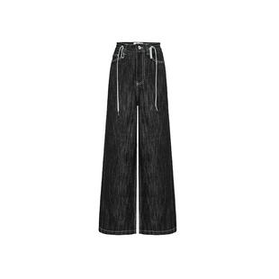 RODERIC WONG2025夏季设计感高腰阔腿牛仔裤复古水洗休闲长裤女