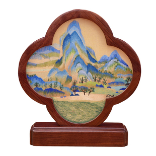 湖南湘绣摆件双面绣摆台手工刺绣旅游纪念品办公室摆件