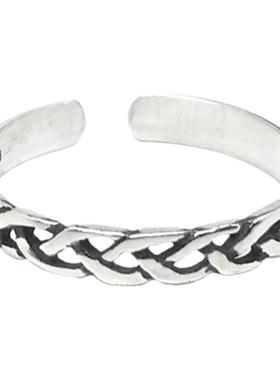 s925纯银复古民族风编织女生戒指