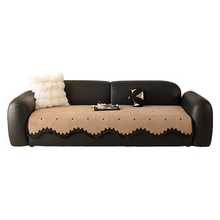 中古风咖色异形沙发垫2026新款固定防滑防猫抓坐垫一片式沙发盖布