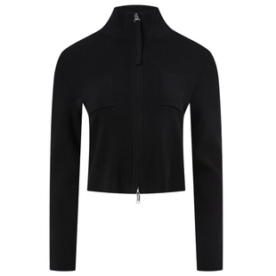 宝姿PORTSPURE女装舒适实用主义智性半高领拉链针织开衫