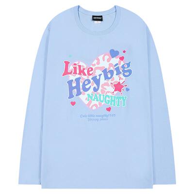 ins蓝色卫衣男女春秋季宽松圆领长袖外套薄款无帽奶呼呼的上衣bf