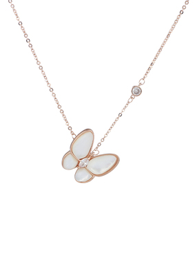 showdigu母贝蝴蝶项链