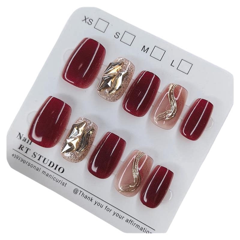 2025年新款穿戴甲高级感香槟烟火甲片美甲贴片指甲显白手工甲猫眼