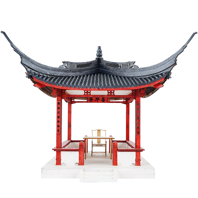 中式古建筑亭子模型材料diy手工摆件拼装榫卯结构凉亭木质小屋