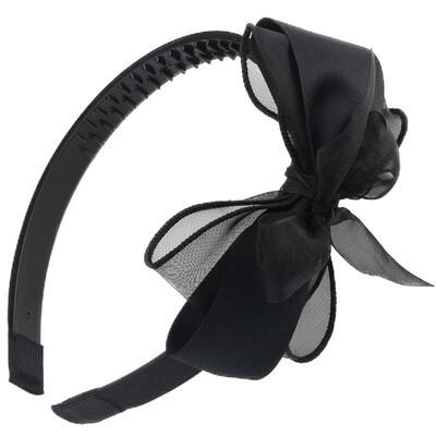 黑色蝴蝶结发箍宽边防滑头饰带齿