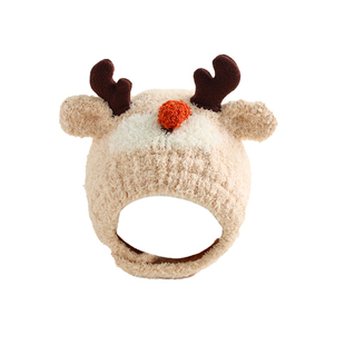 婴儿帽子冬季男孩女宝宝加厚护耳毛绒帽子女孩婴幼儿童保暖包头帽