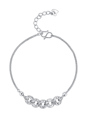 925纯银碎冰冰五帝钱新中式手链