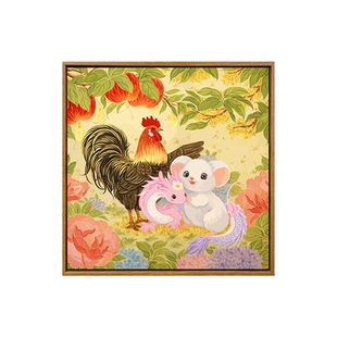 生肖一家人数字油画diy填充填色手工绘全家福定制卡通丙烯装饰画