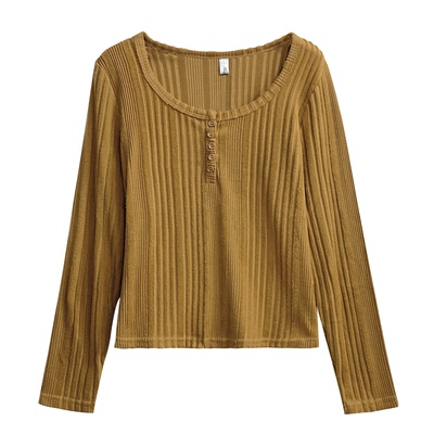 大码胖mm大U领百搭修身针织衫