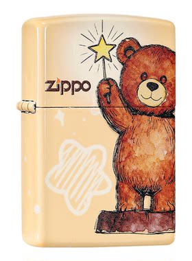zippo打火机正版 小熊贝贝夜光彩印手办煤油火机圣诞新年礼物送男