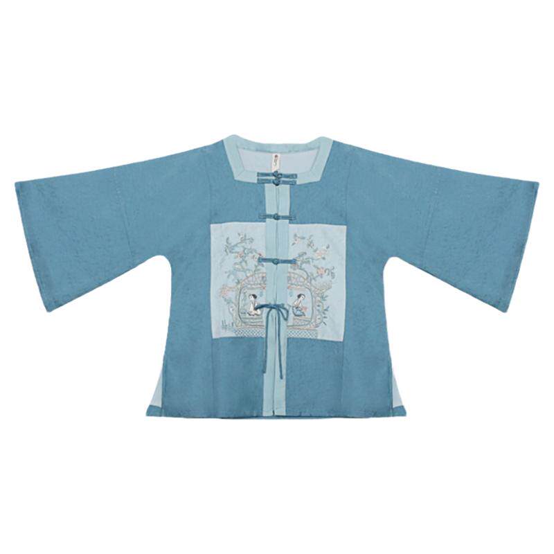 汉服改良古画刺绣喇叭袖春夏上衣