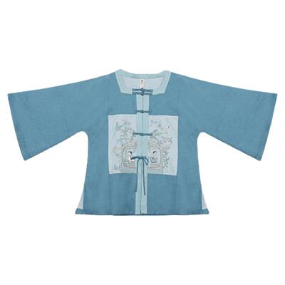 汉服改良古画刺绣喇叭袖春夏上衣