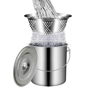 不锈钢垃圾桶带滤网泔水干湿分离桶厨房手提式沥水桶过滤剩饭剩菜